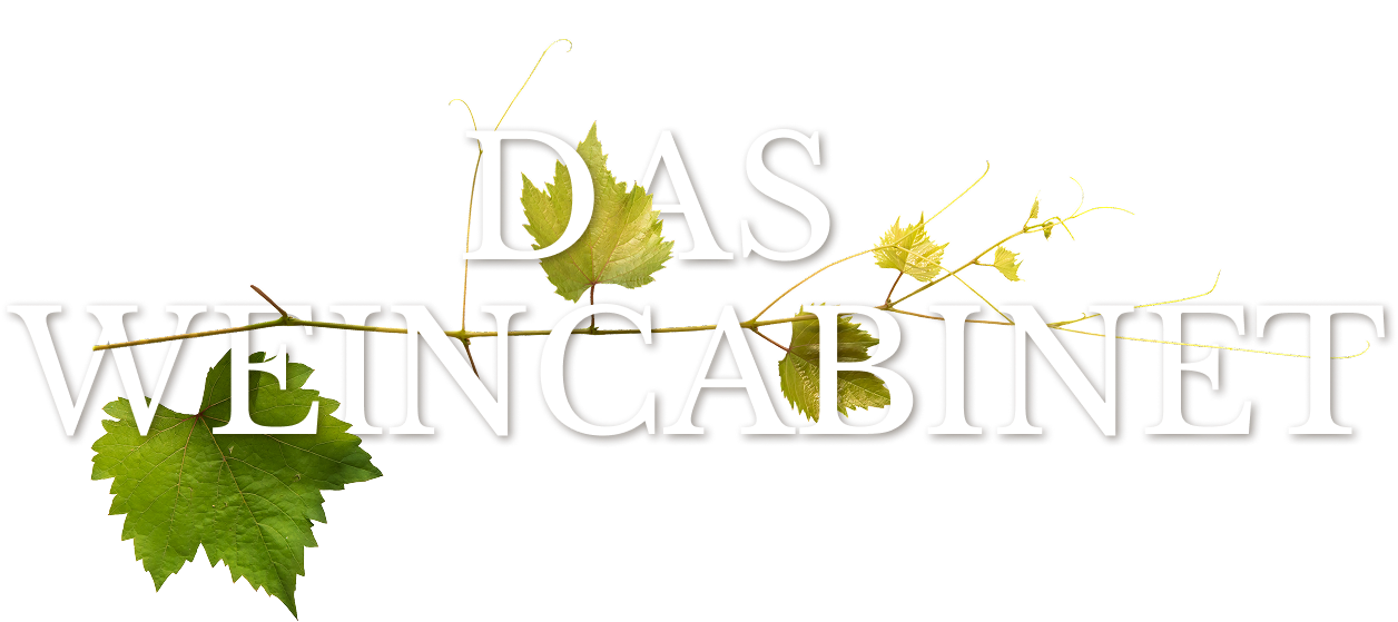 Slogan - Das Weincabinet mit einer Weinranke und Blättern